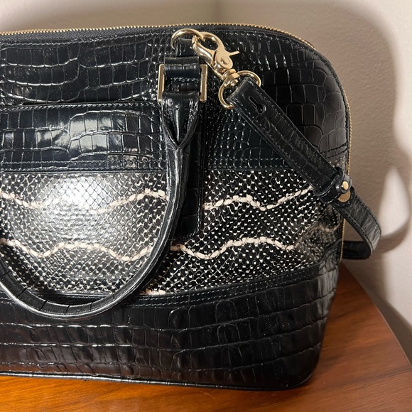 Brahmin Bags Brahmin Vivian Dome Satchel Black Mandana Croc Snake